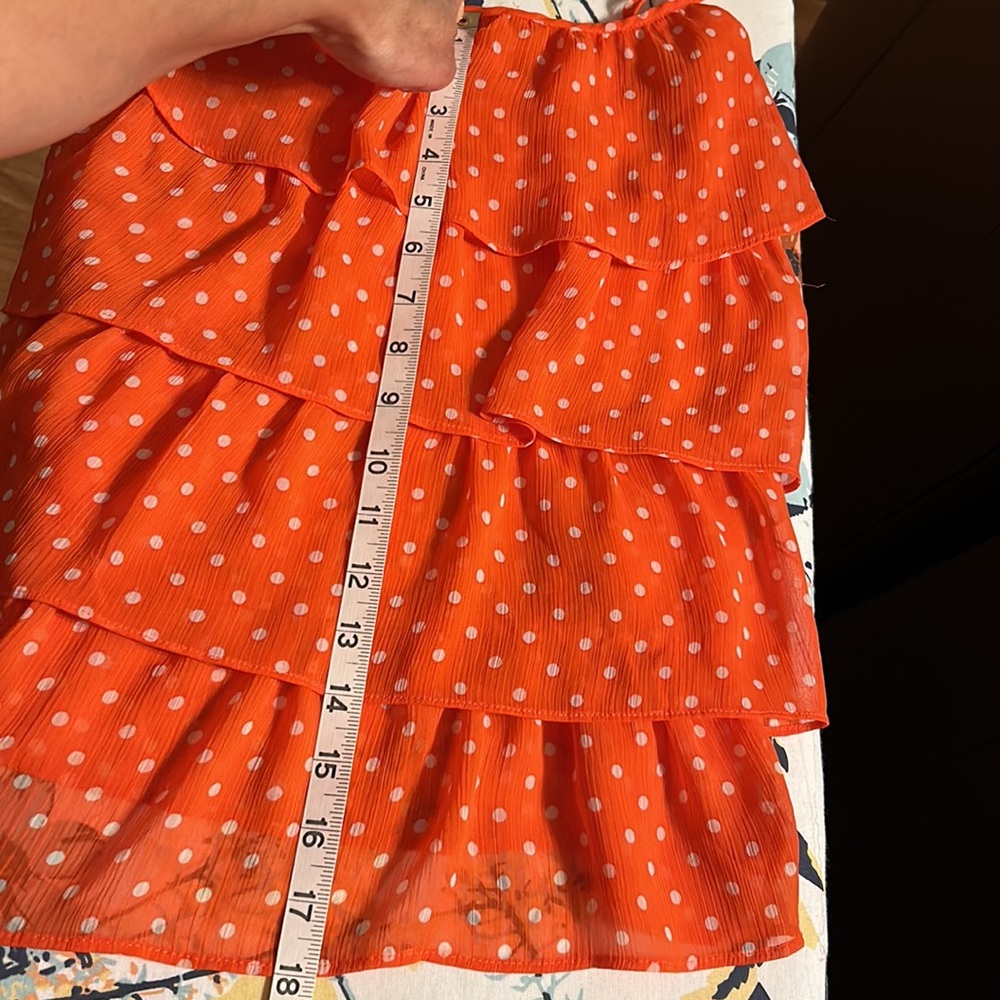 Forever 21 orange and white polka dots ruffle top - Picture 5 of 6